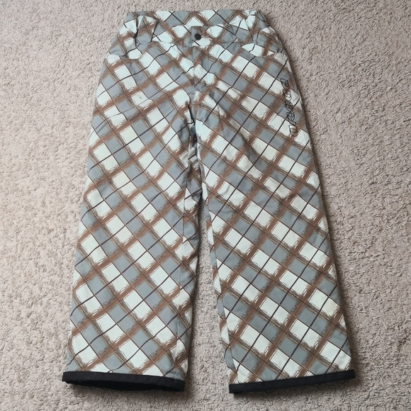 Orange kids pants ski snowboarding winter sport 4 pocket waterproof sz S (8)